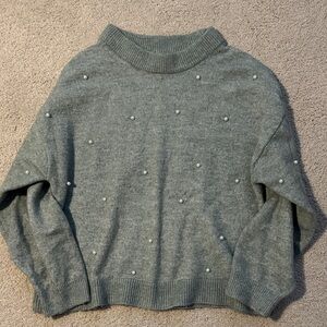 H&M Sea Green Sweater with Pearl Details in Sz M